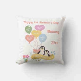 Pinguïns 1e Moederdag Wit Kussen