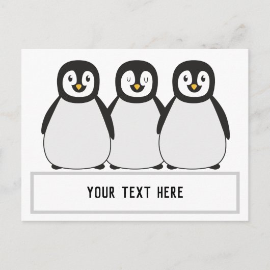 Pinguins aangepaste tekstbericht briefkaart (Voorkant)