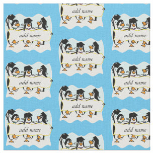 Pinguïns afstuderen met banner stof