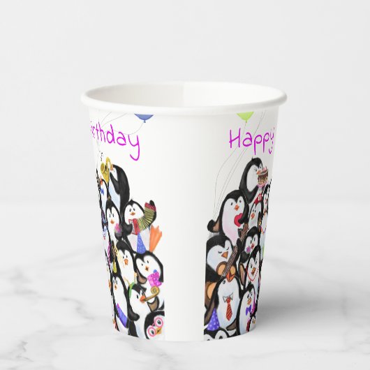 Pinguins Birthday Party Paper Cups - aangepaste te Papieren Bekers (Links)
