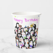 Pinguins Birthday Party Paper Cups - aangepaste te Papieren Bekers (Voorkant)