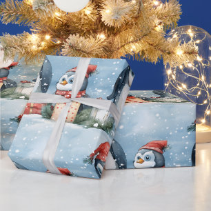 Pinguïns cadeauverpakking in de sneeuw cadeaupapier