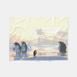 pinguïns die op een ijsgang koelen fleece deken