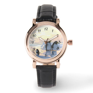 pinguïns die op een ijsgang koelen horloge