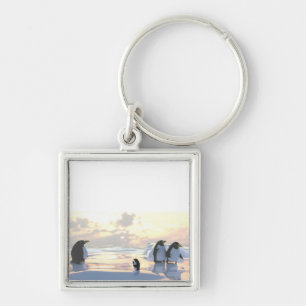 pinguïns die op een ijsgang koelen sleutelhanger