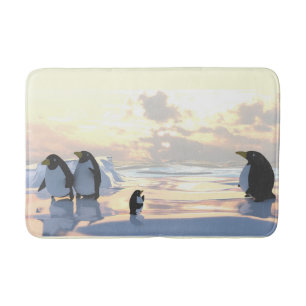 pinguïns die zich ontspannen op een ijsschots badmat
