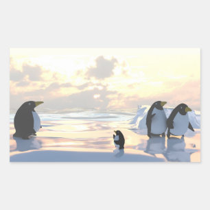 pinguïns die zich ontspannen op een ijsschots rechthoekige sticker