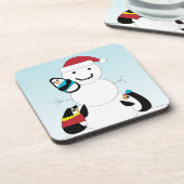 Pinguïns en het Man van sneeuw Onderzetter (Linkerzijde)