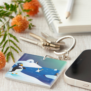 Pinguïns en ijs sleutelhanger