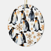 Pinguïns en sneeuwvlokken Kerstmis en Nieuwjaar Keramisch Ornament (Links)