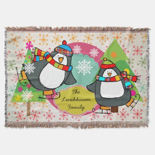 Pinguïns en snowflakes Holiday Throw Deken (Voorkant)