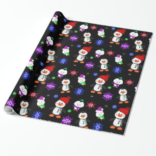 Pinguïns en Snowflakes Kute Kerstmis Cadeaupapier