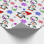 Pinguïns en Snowflakes Kute Kerstmis Cadeaupapier (Hoek)