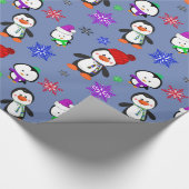 Pinguïns en Snowflakes Kute Kerstmis Cadeaupapier (Hoek)