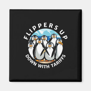 Pinguïns Flippers Omhoog Protest Tegen Trump Tarie Magneet