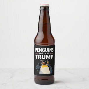 Pinguïns Flippers Omhoog Verzetten Pinguïns Tegen Bier Etiket