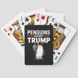 Pinguïns Flippers Omhoog Verzetten Pinguïns Tegen Pokerkaarten