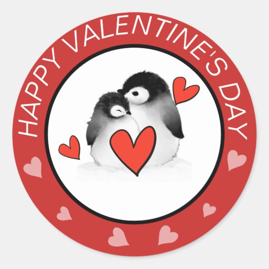Pinguïns Harten Valentijnse stickers (Voorkant)