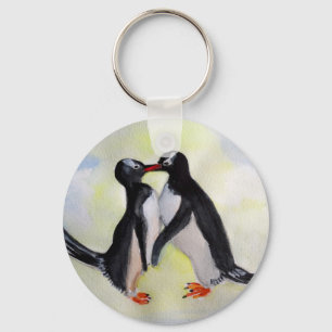 Pinguïns houden van Button sleutelhanger