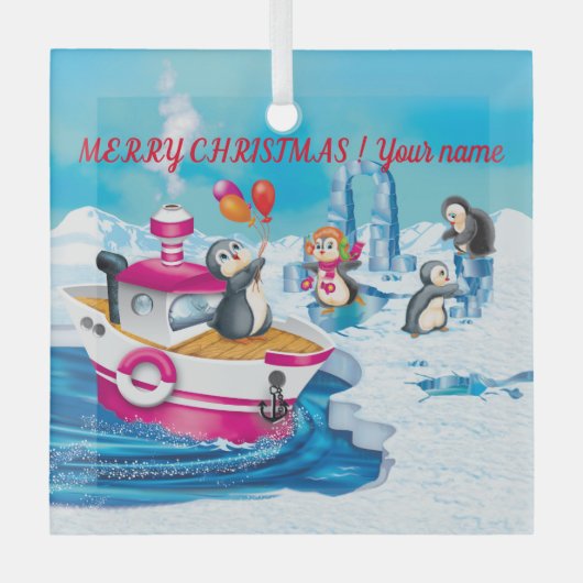 pinguïns in Antarctica Glas Ornament (Voorkant)