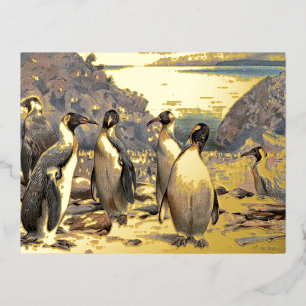 Pinguïns in Antarctica natuur Folie Feestdagen Briefkaart