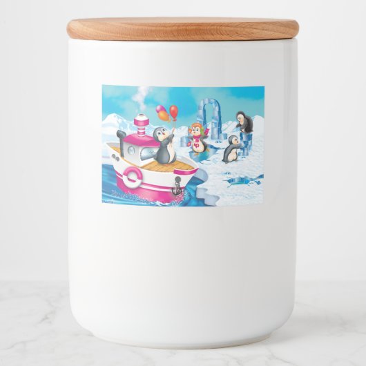 pinguïns in Antarctica Voedselcontainer Etiket (Voorkant)