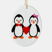 Pinguïns in de liefde keramisch ornament (Rechts)