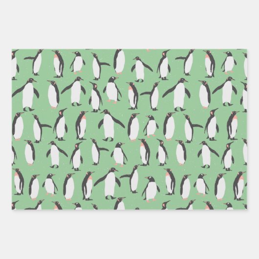 Pinguïns in het sneeuwpatroon inpakpapier vel (Voorkant 2)