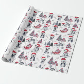 Pinguïns in het winterpatroon van Santa Hats Cadeaupapier (Uitgerold)