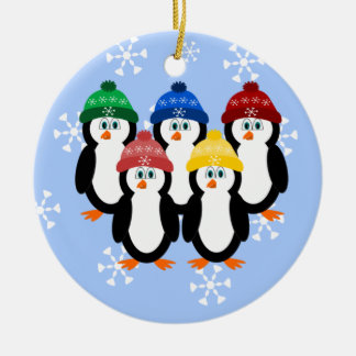 Pinguïns in kerstboomversiering met winterse Pette Keramisch Ornament