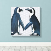 Pinguïns in liefde canvas afdruk (Insitu (Houten vloer))