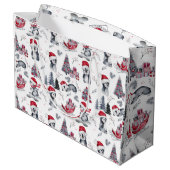 Pinguïns in Santa Hats Winter Scene Pattern Groot Cadeauzakje (Achterkant Gekanteld)