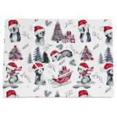 Pinguïns in Santa Hats Winter Scene Pattern Groot  Groot Cadeauzakje (Voorkant)