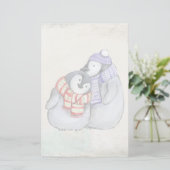 Pinguïns in winterscharven en Petten Briefpapier (Staand voorkant)