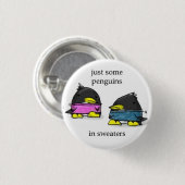 pinguïns in zweet ronde button 3,2 cm (Voorkant /achterkant)