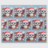 Pinguïns kerstcadeau met aangepaste naam te Schatt Cadeaupapier (Vlak)
