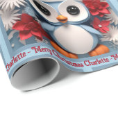 Pinguïns kerstcadeau met aangepaste naam te Schatt Cadeaupapier (Rol Hoek)