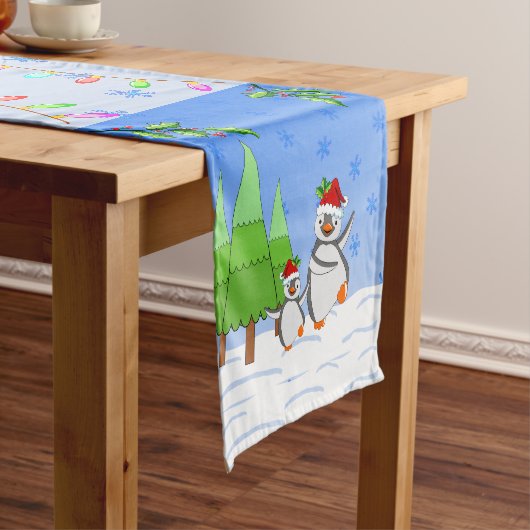 Pinguïns Kerstmis Korte Tafelloper (Voorbeeld)