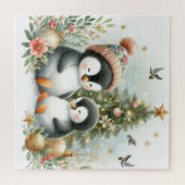 Pinguïns Kerstmis Legpuzzel (Horizontaal)