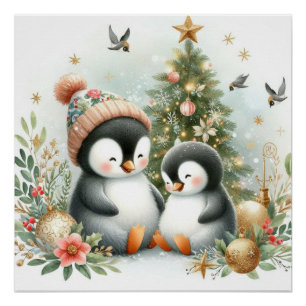 Pinguïns Kerstmis Perfect Poster