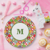 Pinguïns kerstmonogram papieren bordje (Feest)