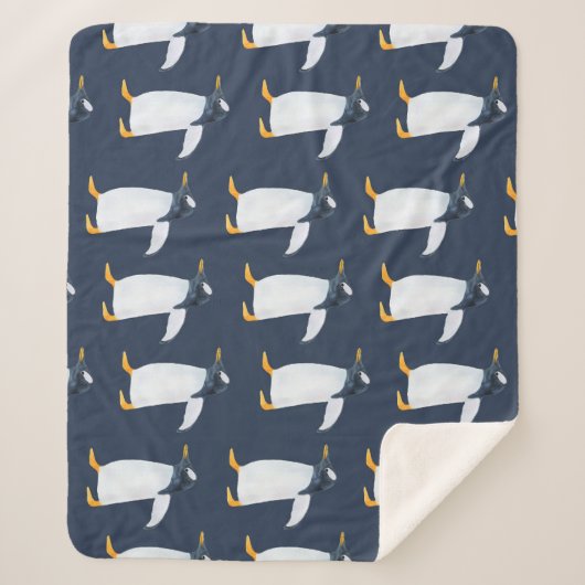 Pinguïns: kleine donkere Waterverf Sherpa Deken (Voorkant)