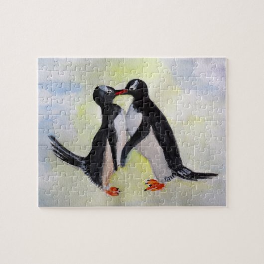 Pinguïns kus tekening puzzel legpuzzel (Horizontaal)