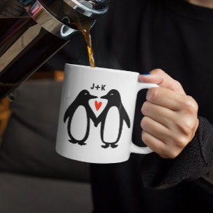 Pinguïns met handpalen voor een paar aangepaste In Koffiemok