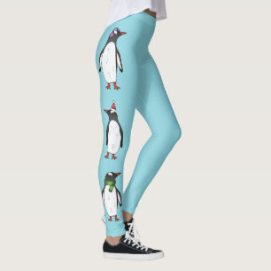 Pinguïns met kerst op blauw leggings