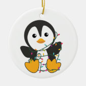 Pinguïns met kerstwinterpinguïns keramisch ornament (Voorkant)