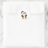 Pinguïns met kerstwinterpinguïns ronde sticker (Tas)