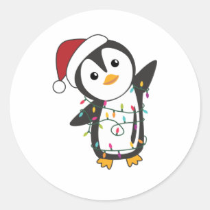 Pinguïns met kerstwinterpinguïns ronde sticker