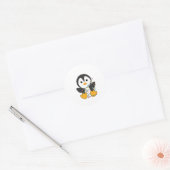 Pinguïns met kerstwinterpinguïns ronde sticker (Envelop)