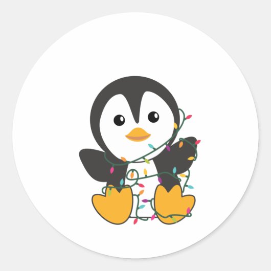 Pinguïns met kerstwinterpinguïns ronde sticker (Voorkant)